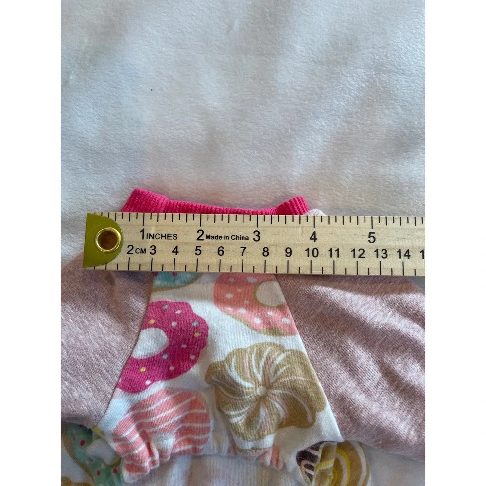 Fitwarm Small Dog Pajamas Pink Donut Print Pet Jumpsuit PJ One Piece Soft Cotton